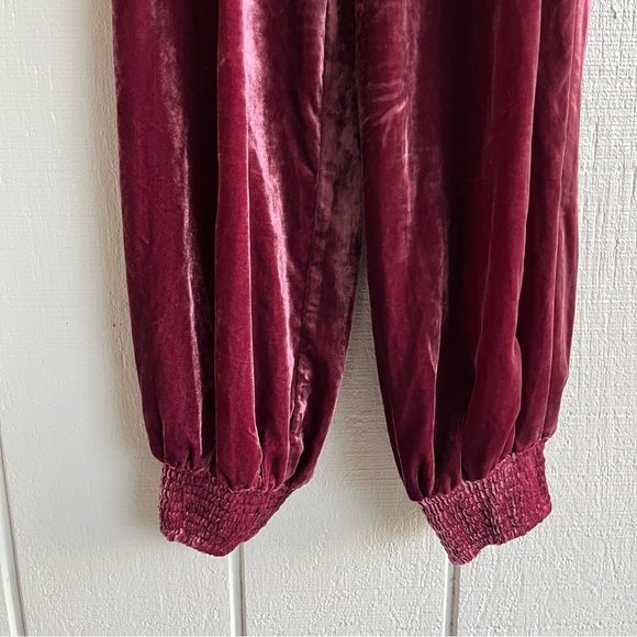Anthropologie Gloria Velvet Joggers in Wine Bordeaux Size S - Picture 6 of 10
